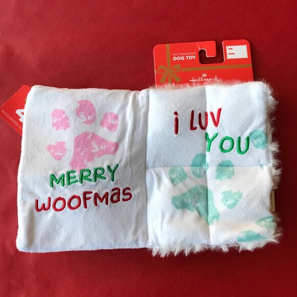 Hallmark Pets Christmas Fabric Book Holiday Dog Toy  4 Squeaker - Picture 3 of 3